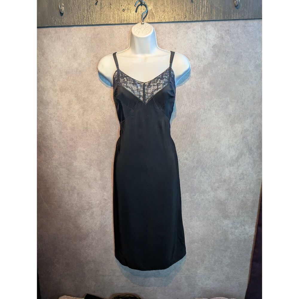 Artemis vintage knee length black slip dress size 36 (4/6)